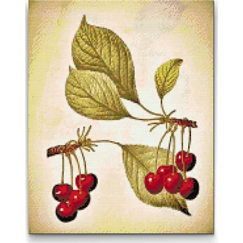 Diamantové malování Diamantové malování - Vintage třešinky Velikost: 30x40cm, Rámování: Pouze srolované plátno, Diamanty: Čtvercové