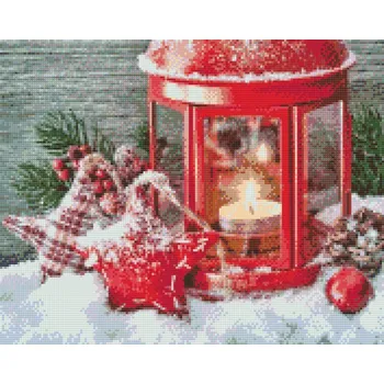 Diamantové malování Diamantové malování - Červená lucerna Velikost: 40x50cm, Rámování: Pouze srolované plátno, Diamanty: Čtvercové