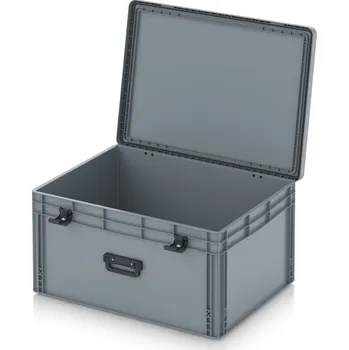 paleta Euro přepravka s víkem s panty Pro 81,3 x 62,8 x 43,8 cm, zavřená - Stříbrošedá - materiál: PP - EDP S 86/42 HG 1G