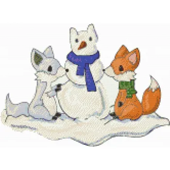 Diamantové malování Diamantové malování - Liška a sněhulák Velikost: 40x50cm, Rámování: Pouze srolované plátno, Diamanty: Čtvercové