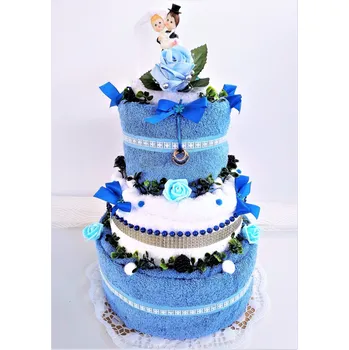 Veratex Textilní dort třípatrový modro bílý