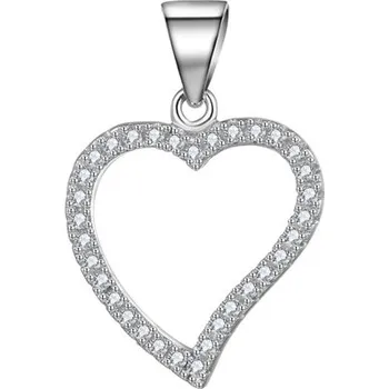 Přívěsek Stříbrný přívěšek srdce s čirými zirkony STRZ1025F