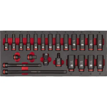 Gola hlavice MILWAUKEE 3/8" sada průmyslových hlavic, dlouhé, 1-23ks