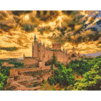 Diamantové malování Diamantové malování - Hrad Alcázar, Segovia Velikost: 40x50cm, Rámování: Pouze srolované plátno, Diamanty: Čtvercové