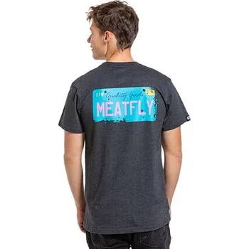 Pánské oblečení Meatfly pánské tričko Plate Charcoal Heather | Šedá | Velikost S