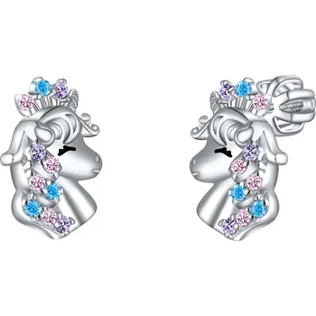 Náušnice Olivie Stříbrné náušnice na šroubek JEDNOROŽEC 8082 Ag 925; ≤2,1 g.