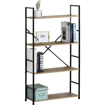 Knihovna Regál černý lak/dub GD-224 OAK