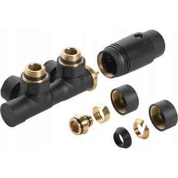 Radiátor INVENA Připojení středové 1/2", M30, rohové, termostatické, černé