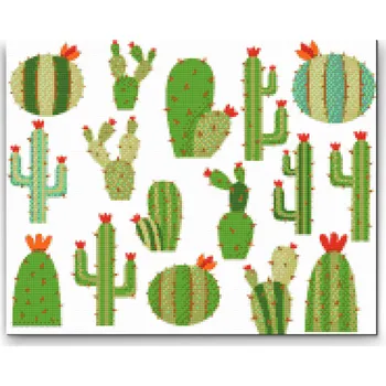 Diamantové malování Diamantové malování - Kaktusové pozadí Velikost: 30x40cm, Rámování: Pouze srolované plátno, Diamanty: Čtvercové