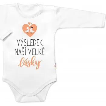 Body dlouhý rukáv, Výsledek naší velké lásky, Baby Nellys, bílé, Velikost koj. oblečení 56 (1-2m)