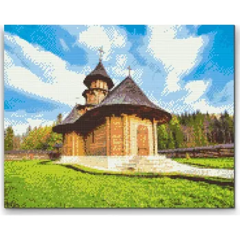 Diamantové malování Diamantové malování - Klášter Sihastria, Rumunsko 2 Velikost: 30x40cm, Rámování: Pouze srolované plátno, Diamanty: Kulaté