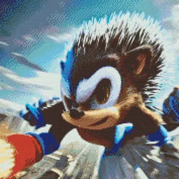 Diamantové malování Diamantové malování - Ježek sonic Velikost: 50x50cm, Rámování: Pouze srolované plátno, Diamanty: Kulaté