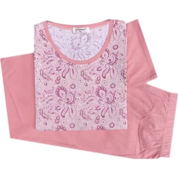 Dámské noční prádlo C-Lemon Dámské bavlněné pyžamo s dlouhým rukávem - Diana Barva: Meruňky, Velikost: XL