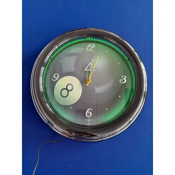 Hodiny Hodiny Neon Billiard Ball 8, průměr 32 cm