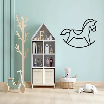 Samolepící dekorace Živá Zeď Samolepka na zeď Houpací koník Barva: černá