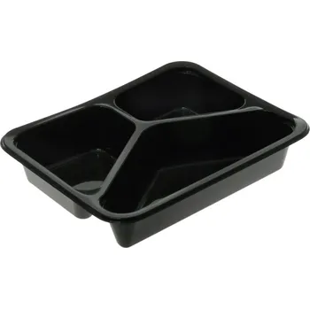 Jednorázové nádobí Miska zatavovací PP 227x177x40mm 3-dílná hladká černá L - 400 ks