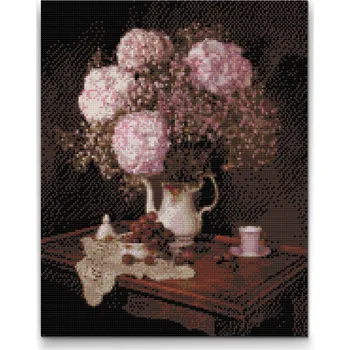 Diamantové malování Diamantové malování - Kytice hortenzií Velikost: 30x40cm, Rámování: Pouze srolované plátno, Diamanty: Kulaté