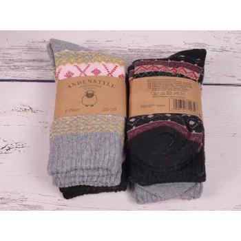 Dámské ponožky CNB BERLIN Termo ponožky SADA 2 PÁRŮ DE 37903 teplé s vlnou vzorované černé a šedé velikosti ponožek: 26-28 (EUR vel. 39-42)