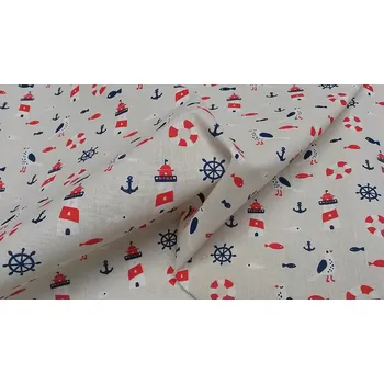 BYTEMA Dekorační látka MAJÁKY béžové šíře 160 cm