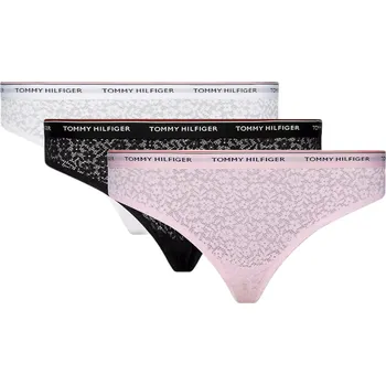 Dámské plavky TOMMY HILFIGER DÁMSKÉ KALHOTKY BIKINY 3P (EXT SIZES) BLACK/WHITE/PINK UW0UW04897 0SK Velikost: S