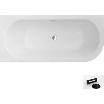 Vana Besco Akrylátová asymetrická vana Avita Slim Plus 150x75, s přepadem Rozměry (cm): 150x75, Typ a barva výpustě: Alcaplast Click-Clack se šterbinovým přepadem, černá mat, Orientace: Levá