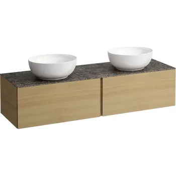 Umyvadlo Alessi One - zásuvkový element 1600, se 2 zásuvkami, s výřezem vlevo a vpravo, top Marrone Naturale vč. otvoru pro baterii, pro umyvadla H818975/6, H818977/8, světlý dub H4323570972501