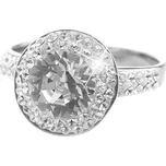 Stříbrný prsten s kulatým lůžkem a krystaly Swarovski po obvodu šatonu Crystal (Stříbro 925/1000)