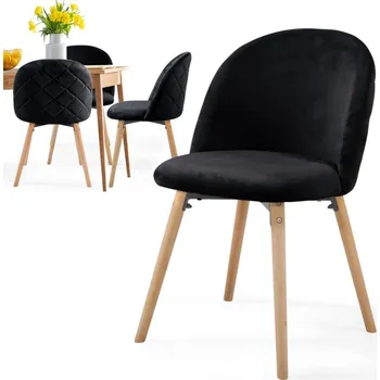 Jídelní židle MIADOMODO Sada jídelních židlí sametové, černá, 4 ks