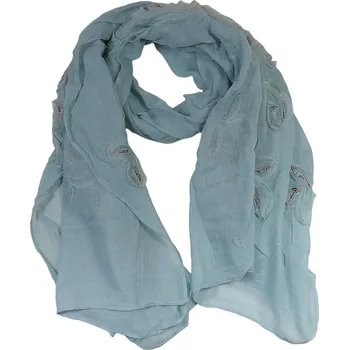 Šála Ewena Šátek s květy 180 x 70 cm 85% bavlna barva zelená