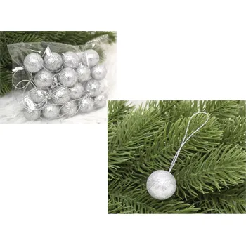 Vánoční ozdoba Vánoční ozdoby - třpytivé závěsné koule (18 ks) modrá, zlatá, stříbrná Barva: stříbrná