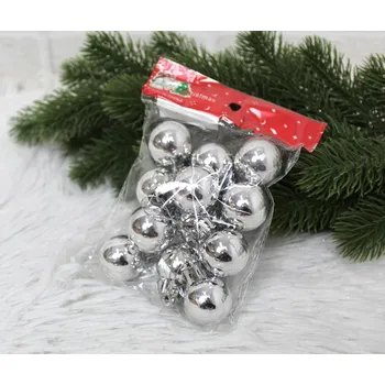 Vánoční ozdoba dobirkov.cz Vánoční ozdoby 3 cm STŘÍBRNÉ - sada 12 ks