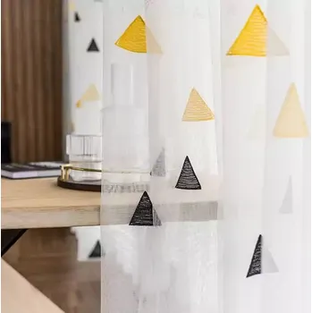 Dekorativní tylové průhledné záclony - 01 Žlutá,450 x 260cm,Na žabky