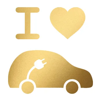 Autodoplněk Samolepka na auto Elektroauto 003 pravá I love elektro (43 - zlatá metalíza) NÁLEPKA, FÓLIE, POLEPY, TUNING, VLASTNÍ TEXT, TISK, AUTOSAMOLEPKY.cz, SAMOLEPKY, OBRÁZEK, LOGO, VÝROBA, PRODEJ