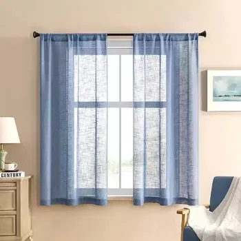 Obývací stěna Moderní krátké záclony - Modrý,100cm x 160cm,Oka