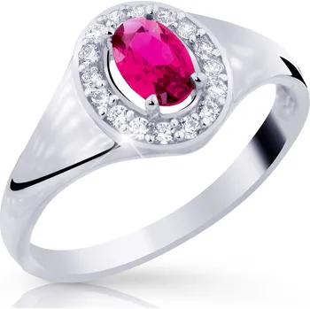 Prsten Zlatý prsten s červeným zirkonem, 2.31 g, 58