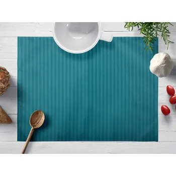 prostírání Damaškové prostírání na stůl Atlas Gradl DM-014 Sytě petrolejové - tenké proužky 3 mm 30x40 cm