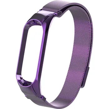 Příslušenství k chytrým hodinkám Ocelový řemínek milánský tah pro Mi Band 5/6 Barva: Fialová