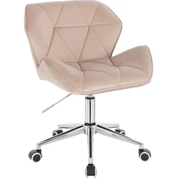 Otočné křeslo Horten velur na stříbrné podstavě s kolečky - béžový