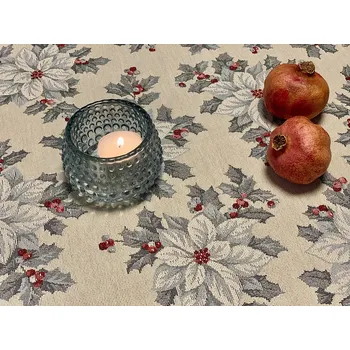 ubrus BYTEMA Gobelínový ubrus, šál VÁNOČNÍ HVĚZDA STŘÍBRNÁ 33 x 45 cm