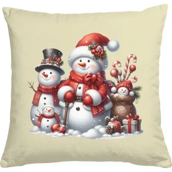 Pánská móda Polštář bavlněný s potiskem Sněhulačí rodinka