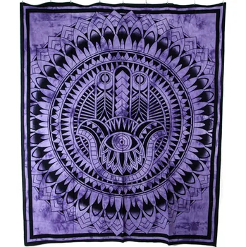 Přehoz na lůžko Přehoz double Hamsa fialová