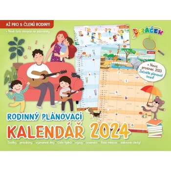 Extra Publishing Dráček nástěnný rodinný plánovací kalendář 2024 Kalendář Extra Publishing Dráček nástěnný rodinný plánovací kalendář 2024