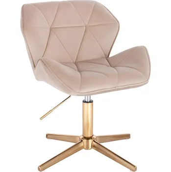 Otočné křeslo Horten velur na zlatém kříži - béžový