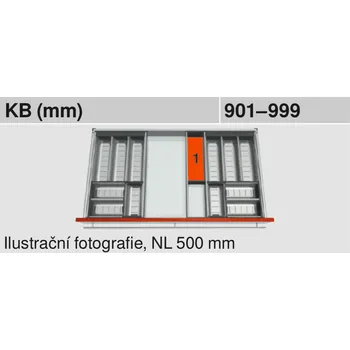 Příborník do zásuvky Příborník BLUM ORGA-LINE sada misek 450 mm ZSI.450BI3N + ZSI.450KI4N (od 900 mm)