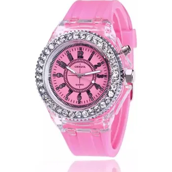 Hodinky Stylové silikonové osvětlené hodinky - růžový