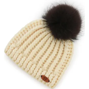 Čepice KRÉMOVÁ ČEPICE ZIMNÍ HICHIC s bambulí