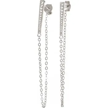 Náušnice Stříbrné řetízkové naušnice se zirkony STNAU1683F