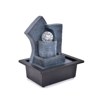 Kaskáda se zenovou koulí, pokojová fontána, s LED osvětlením s LED osvětlením