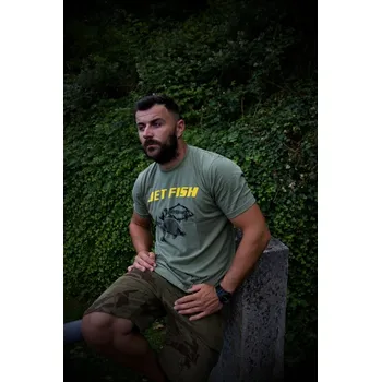 Rybářské oblečení Triko Jet Fish olivové : vel. M