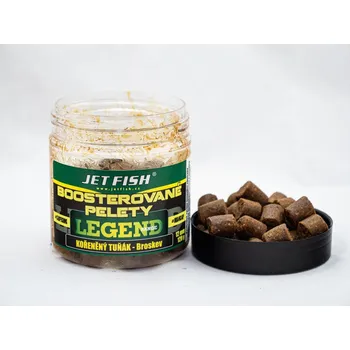 Legend Range - Boosterované pelety 250ml - 12mm : KOŘENĚNÝ TUŇÁK - BROSKEV